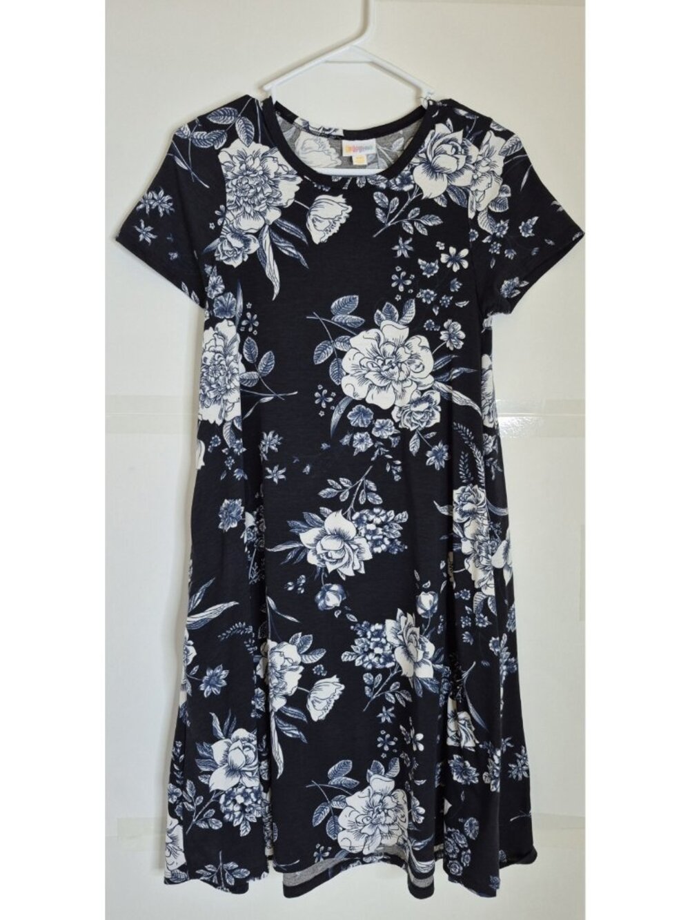 Lularoe Navy Blue Short Sleeve Floral Design Dress Women's Size XXS